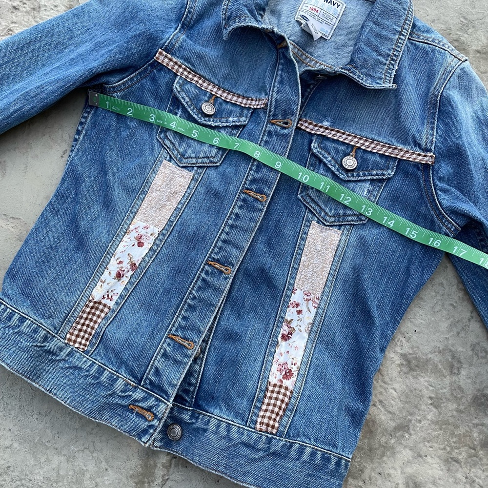 Angel wings embroidered patchwork upcycled jean jacket y2k - Picture 14 of 15